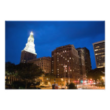 Hartford céntrica Connecticut en la noche Arte Fotográfico