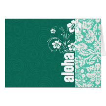 Hawaiana; Damasco verde de Seafoam Felicitación