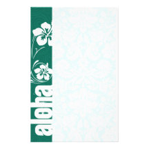 Hawaiana; Damasco verde de Seafoam Papeleria Personalizada