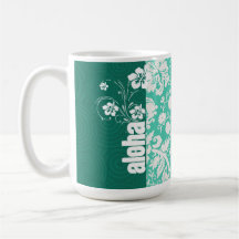 Hawaiana; Damasco verde de Seafoam Taza De Café