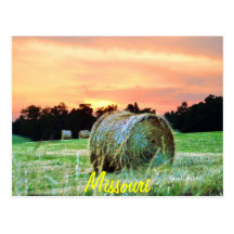 haybales en la puesta del sol tarjetas postales