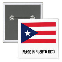 Hecho en el botón cuadrado de Puerto Rico Pin