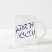 Hecho en la ciudad de acero tazas de café