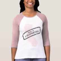 Hecho en raglán rosado de las señoras del mapa del camiseta