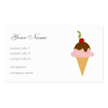 Helado - cereza y chocolate plantilla de tarjeta personal