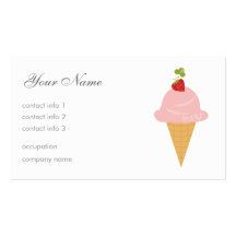 Helado de fresa tarjetas de visita