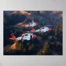 Helicópteros del guardacostas MH-60 Jayhawk Poster