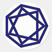 Heptagram azul marino en heptágono etiqueta