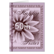 HERMANA - 50.o cumpleaños feliz - flor de la LAVAN Tarjeta