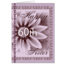 HERMANA - 60.o cumpleaños feliz - flor de la LAVAN Tarjetón