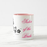 Hermana del negro del rosa de la novia taza