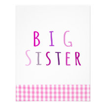 Hermana grande en rosa invitaciones personales 