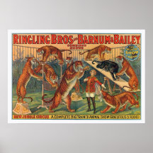 Hermanos Barnum de Ringling y poster de los tigres