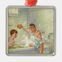 Hermanos del vintage que salpican en la tina de ba adornos de navidad