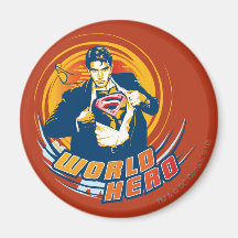 Héroe del mundo del superhombre imán de frigorífico