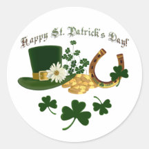 Herradura del oro del gorra del Leprechaun - St Pa Etiqueta