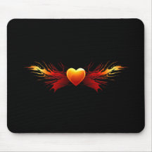 Herz Flammenflügel heart flame wings Mauspad