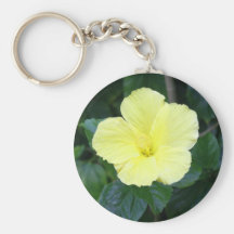 Hibisco amarillo claro llavero personalizado