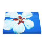 Hibisco blanco magnífico en azul impresión en lona