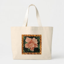 Hibisco coralino del vintage/tote enorme de la pla bolsa