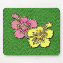 Hibisco rosado amarillo tropical Mousepad
