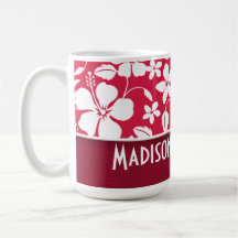 Hibisco tropical de Fuschia; floral Tazas De Café