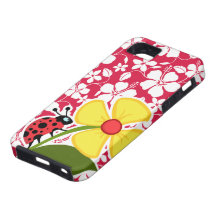 Hibisco tropical de Fuschia; Mariquita iPhone 5 Protector