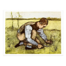 Hierba del corte del muchacho con la hoz, Vincent  Tarjeta Postal