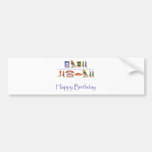 Hieroglyphics del egipcio del feliz cumpleaños pegatina de parachoque