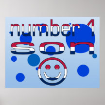 Hijo del número 1 en colores de la bandera america poster
