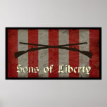 Hijos de la bandera de la libertad con dos mosquet poster