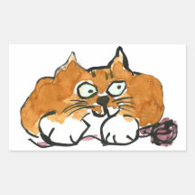 Hilado púrpura y un gato del naranja de Fiesty Pegatina