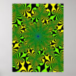Hilandero de la mente en verde y amarillo poster