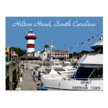 Hilton Head, postal del faro de la ciudad del puer