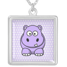 Hipopótamo lindo de la lavanda collares personalizados