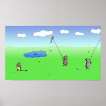 Hipopótamos con las cometas poster