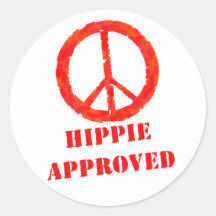 Hippie aprobado pegatinas redondas