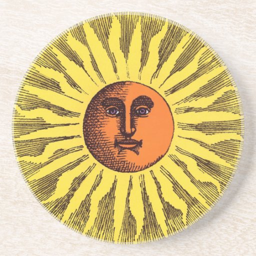 Hippie feliz sonriente Sun del amarillo celestial  Posavasos Cerveza