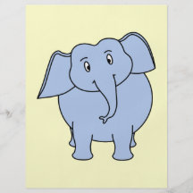 Historieta azul linda del elefante tarjeta publicitaria