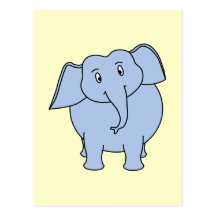 Historieta azul linda del elefante tarjetas postales