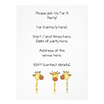 Historieta de tres jirafas invitación personalizada