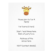 Historieta linda de la jirafa invitaciones personalizada