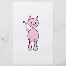 Historieta rosada linda del gato tarjetón