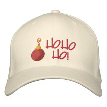 ¡Ho Ho Ho! Ornamento rojo del árbol de navidad de  Gorras De Beisbol Bordadas