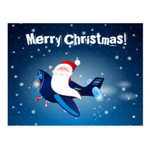 ¡Ho ho ho! Santa en el aeroplano, postal
