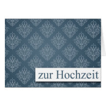 Hochzeits Karte Damask blau