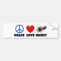 Hockey del amor de la paz pegatina de parachoque