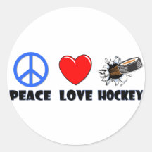 Hockey del amor de la paz pegatinas redondas