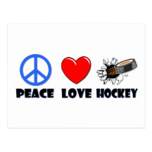 Hockey del amor de la paz tarjetas postales