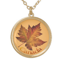 Hoja de arce del oro de Canadá del collar del recu